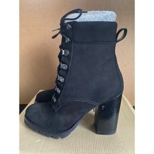 NEW Ted Baker "Imojen" Leather Lace Up Chunky Heel Boot Black Women's Sz 10.5